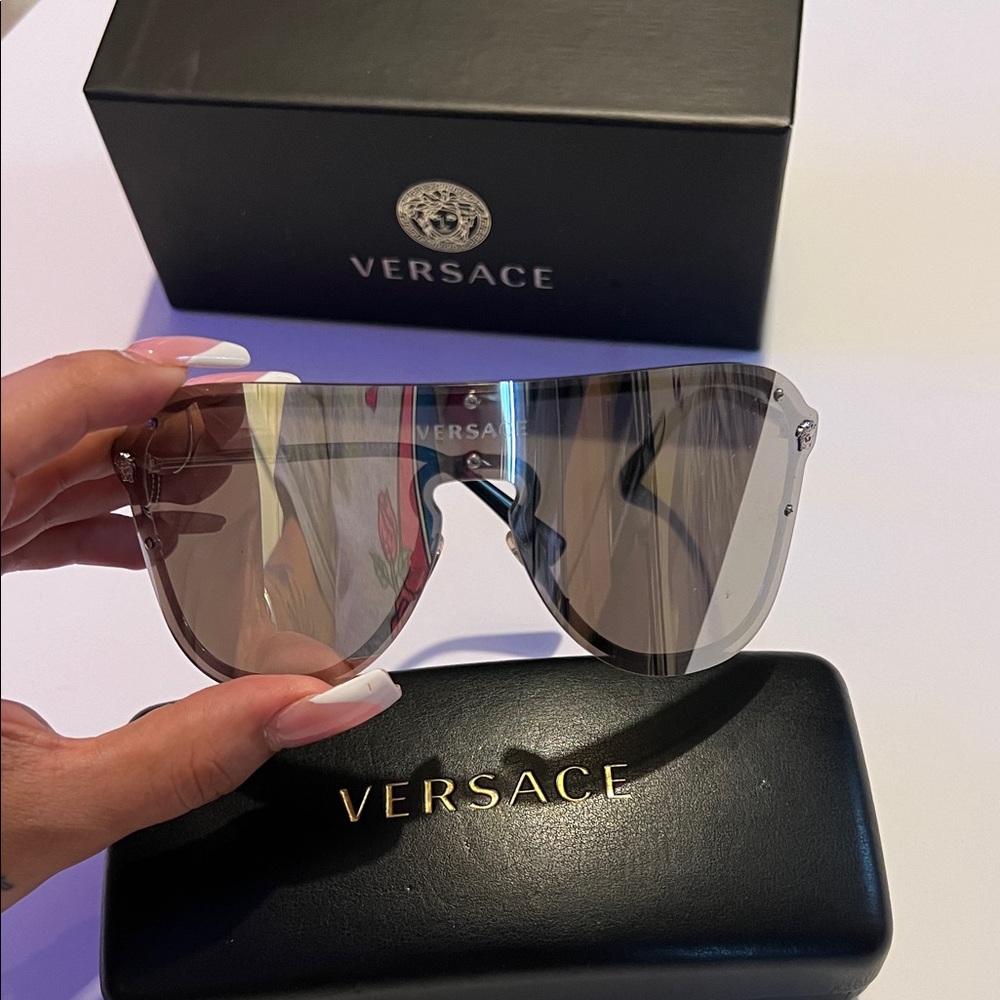 Versace Black Sunglasses Case with Gold Logo